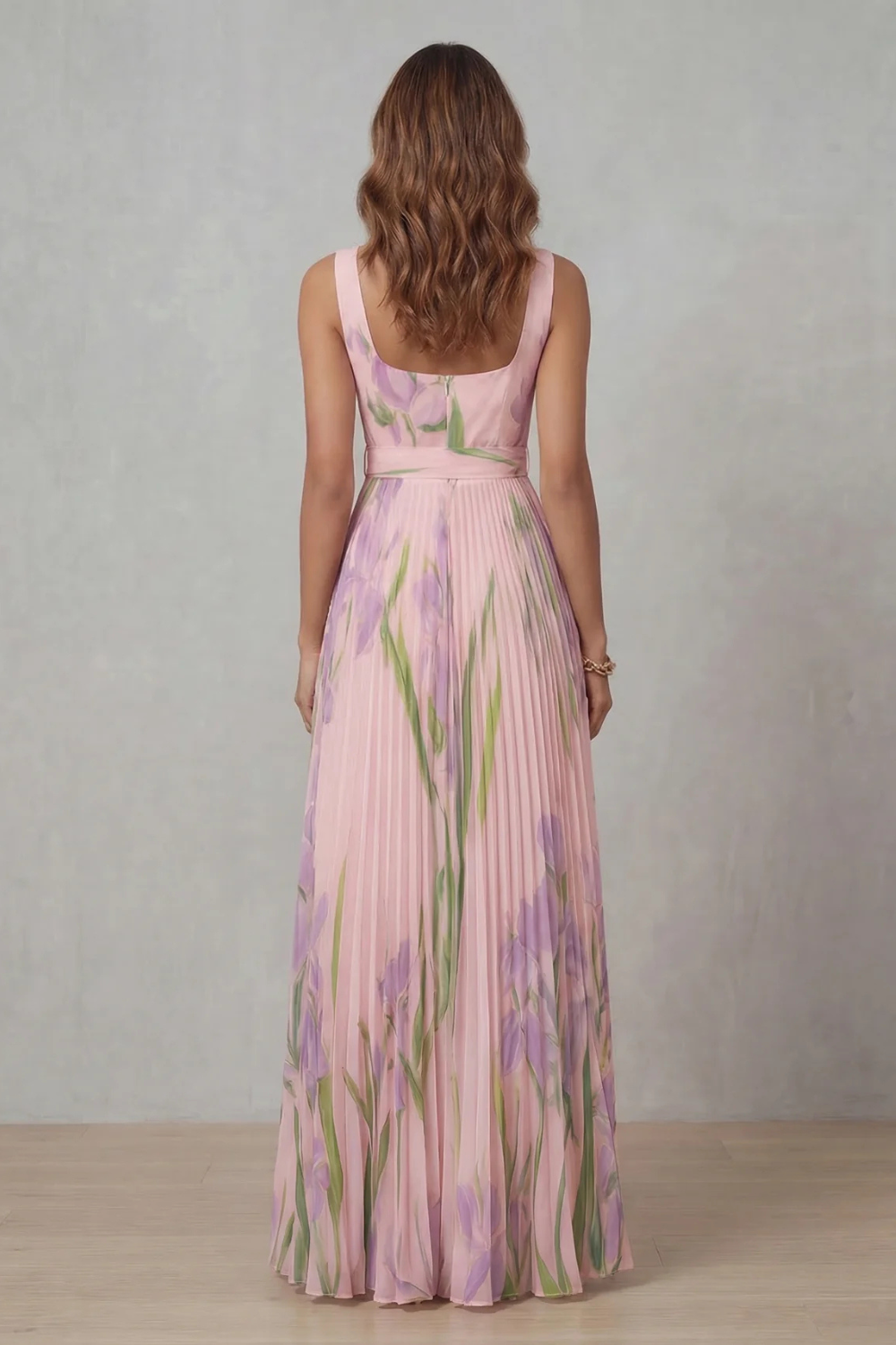 watercolour maxi dress Vivienna – Watercolor floral – Pleated maxi dress